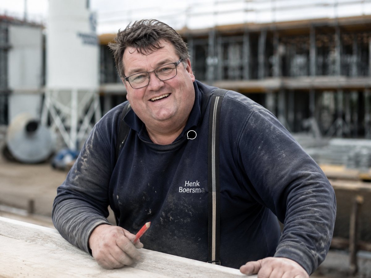 Henk Boersma op de bouwplaats